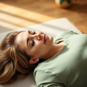 FKH Methode Liegend Person liegt auf einer Matte auf dem Boden mit geschlossenen Augen