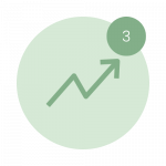 Veränderung Icon 3 Pfeil Icon mit der Zahl 2 als Nummerierung