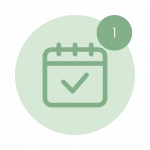 Buchen Icon 1 Kalender Icon mit einer Zahl 1 als Nummerierung